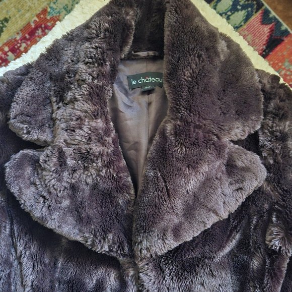 Chocolate brown le chateau teddy coat size 6 - Picture 3 of 5